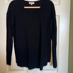 Michael Stars Classic Black Long Sleeve Raw Edge Top Sweater